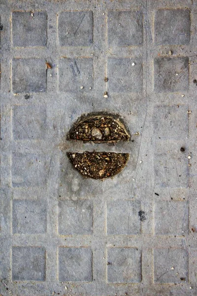 Evocative Texture Image Plastic Manhole Cover Embossed Square Designs Screw — Stock Photo, Image