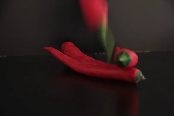 Colorful Peppers Black Background — Stock Photo, Image