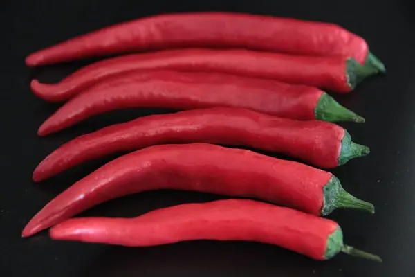 Colorful Peppers Black Background — Stock Photo, Image