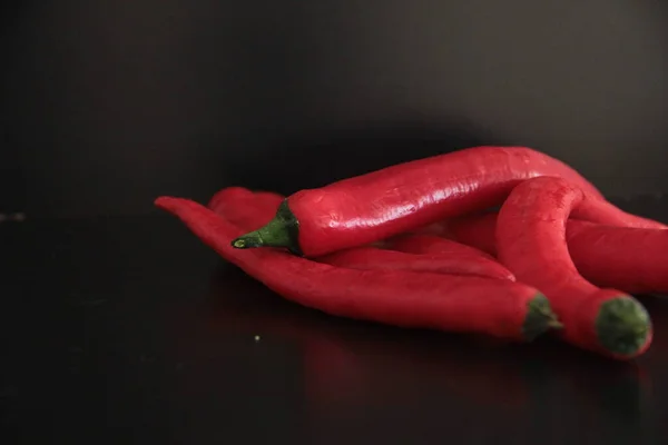 Colorful Peppers Black Background — Stock Photo, Image