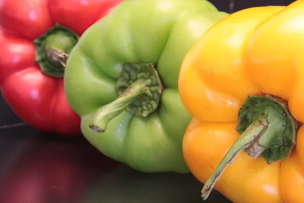 Colorful Peppers Black Background — Stock Photo, Image