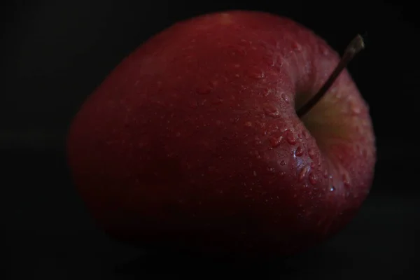 Organická Jablka Černém Pozadí — Stock fotografie