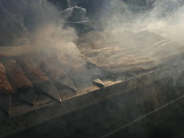 Cozinhar Kebabs Adana Grelha Estilo Restaurante — Fotografia de Stock