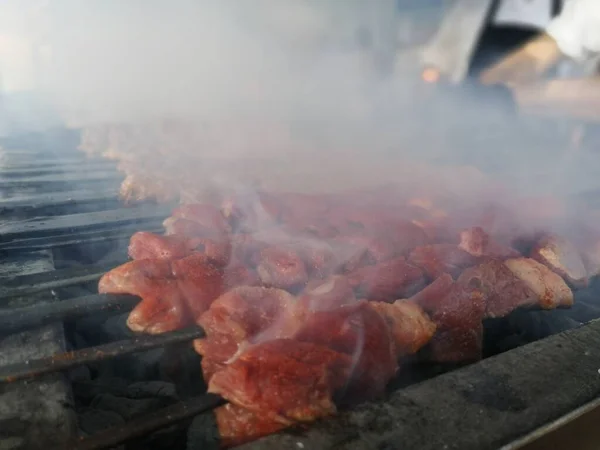 Cozinhar Kebabs Adana Grelha Estilo Restaurante — Fotografia de Stock