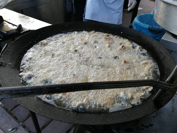 Patatine Fritte Pesce Alle Acciughe Nella Padella — Foto Stock