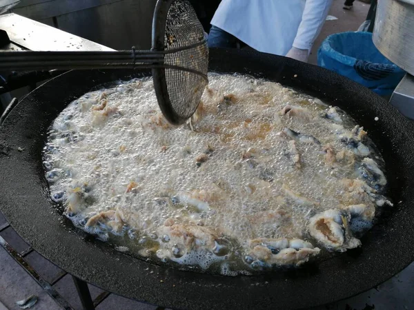 Patatine Fritte Pesce Alle Acciughe Nella Padella — Foto Stock