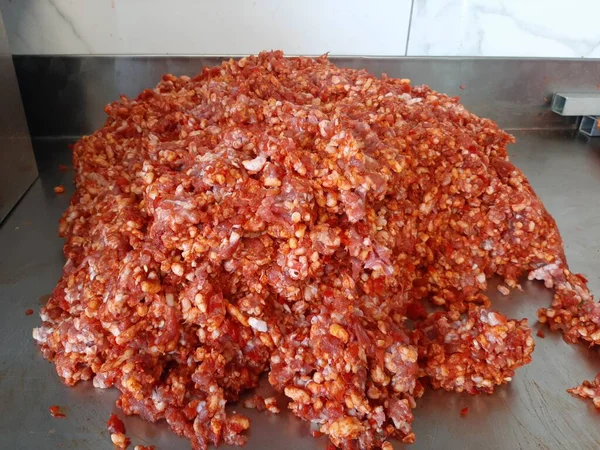 Traditionell Turkisk Adana Kebab Redo Att Laga Mat — Stockfoto