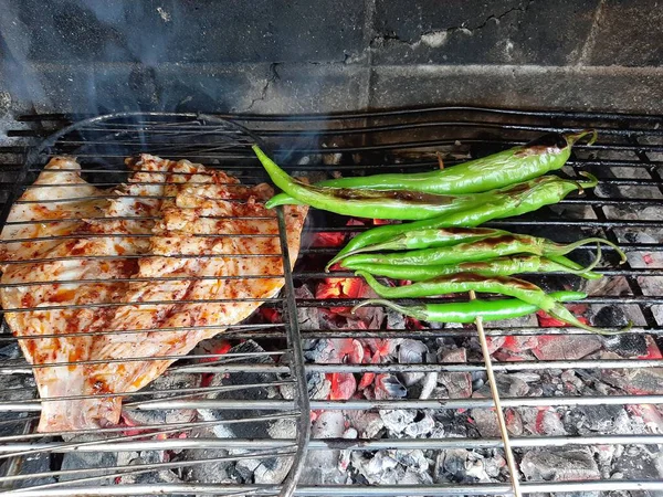 Peixe Grelha Conceito Churrasco Verão — Fotografia de Stock