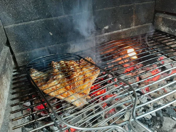 Peixe Grelha Conceito Churrasco Verão — Fotografia de Stock