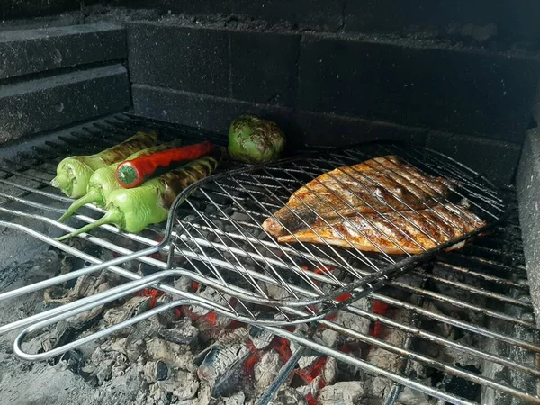 烤架上的鱼暑期烧烤的概念 — 图库照片