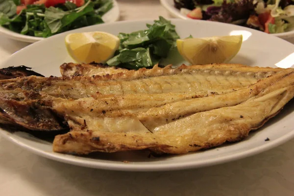 Delicioso Pescado Ensaladas Plato Presentación —  Fotos de Stock