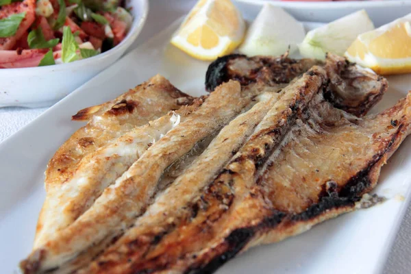 Delicioso Pescado Ensaladas Plato Presentación —  Fotos de Stock