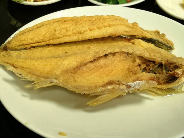진열장에 맛있는 생선과 샐러드 — 스톡 사진