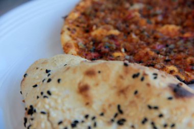 Lezzetli Türk pizzası Lahmacun.