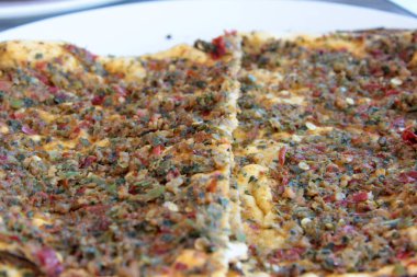 Lezzetli Türk pizzası Lahmacun.