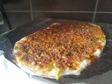 Lezzetli Türk pizzası Lahmacun.