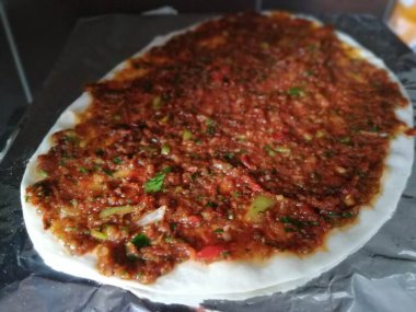 Lezzetli Türk pizzası Lahmacun.