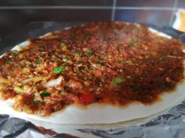 Lezzetli Türk pizzası Lahmacun.