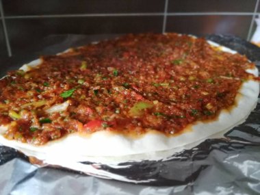 Lezzetli Türk pizzası Lahmacun.
