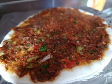 Lezzetli Türk pizzası Lahmacun.