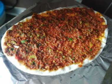 Lezzetli Türk pizzası Lahmacun.