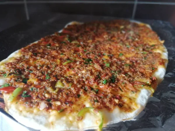 Νόστιμη Τουρκική Πίτσα Lahmacun — Φωτογραφία Αρχείου