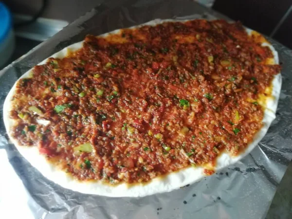 Läcker Turkisk Pizza Lahmacun — Stockfoto