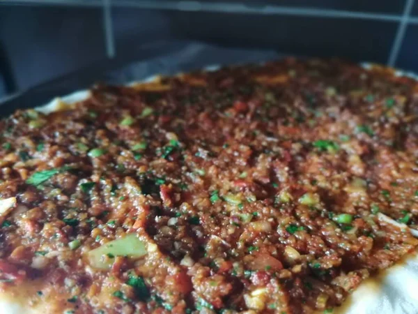 Lezzetli Türk Pizzası Lahmacun — Stok fotoğraf