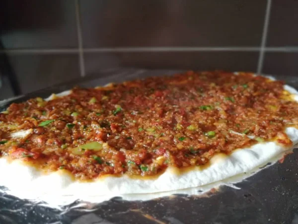 Lezzetli Türk Pizzası Lahmacun — Stok fotoğraf