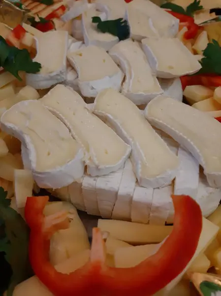 Cheese Plate Served Various Cheeses Table — Stock Photo, Image