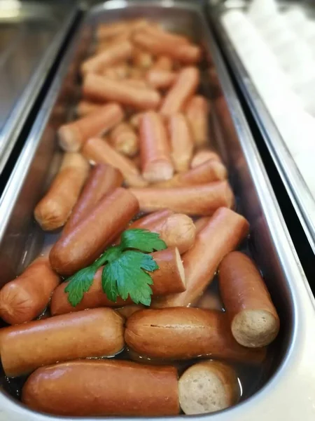 Wurst Heißem Wasser Gekocht — Stockfoto