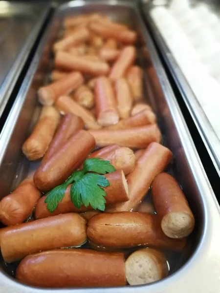 Sausage Boiled Hot Water — Stock Photo, Image