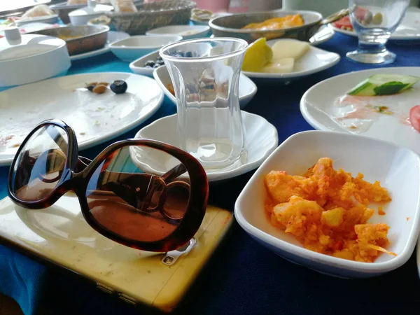Taze Organik Lezzetli Açık Büfe Kahvaltısı — Stok fotoğraf