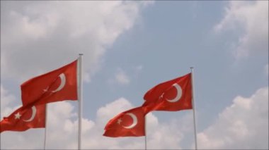 red and white flag of Turkey waving in the wind