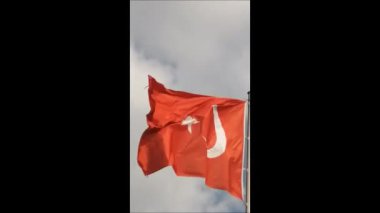 red and white flag of Turkey waving in the wind