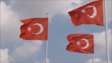 red and white flag of Turkey waving in the wind