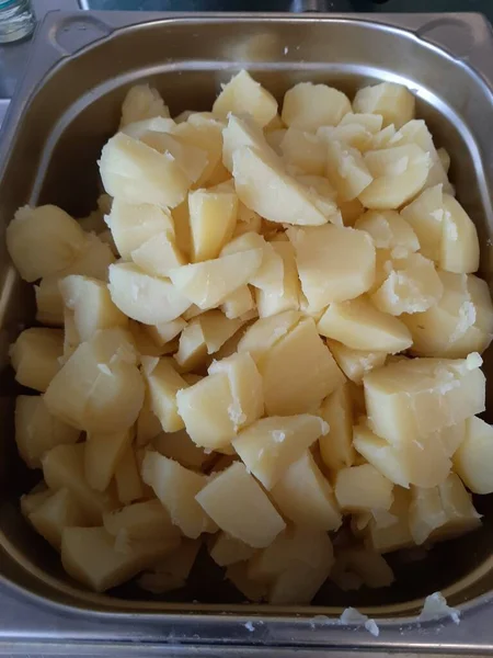 Картофельный Салат Вкусными Овощами Соусом — стоковое фото