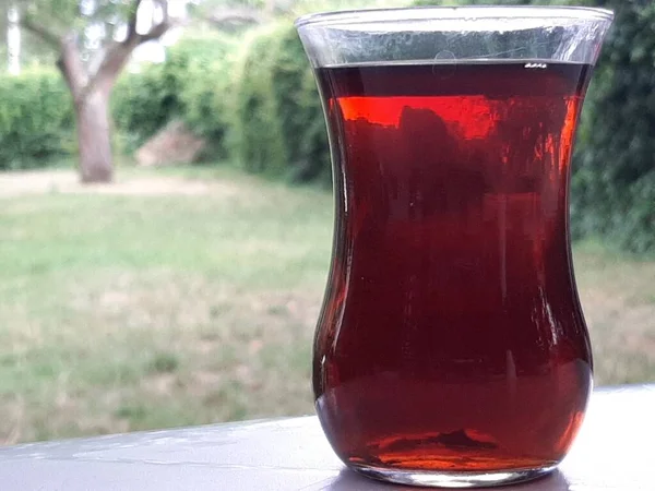 Türkischer Tee Frisch Gebrüht Teeglas — Stockfoto