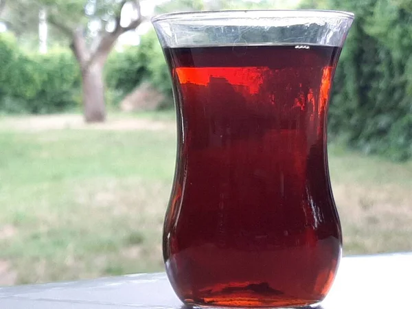 Türkischer Tee Frisch Gebrüht Teeglas — Stockfoto