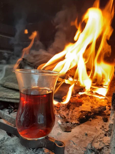 Turkish Tea Freshly Brewed Tea Glass — Stock Photo, Image