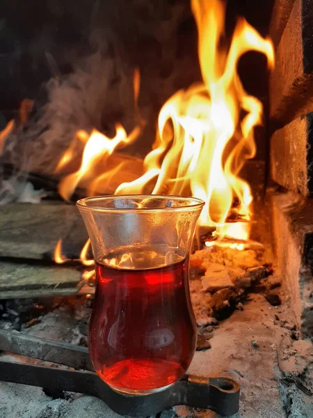 Turkish Tea Freshly Brewed Tea Glass — Stock Photo, Image