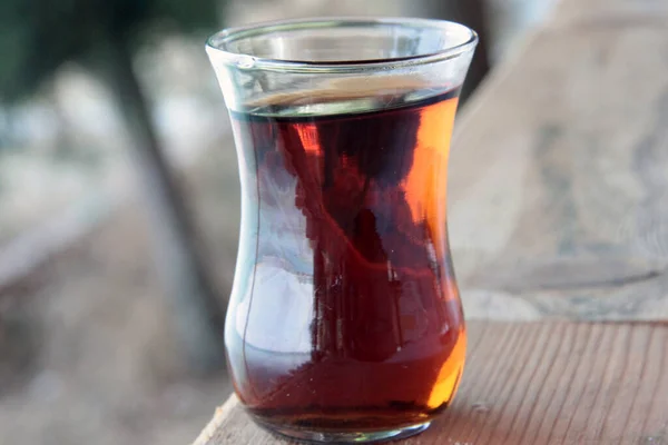 Türkischer Tee Frisch Gebrüht Teeglas — Stockfoto