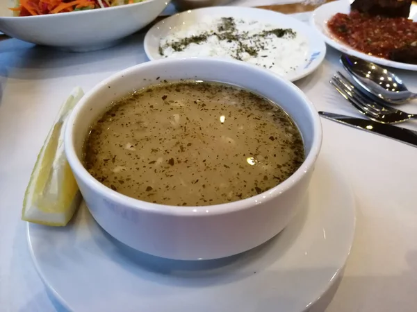 Uma Tigela Sopa Quente Deliciosa — Fotografia de Stock