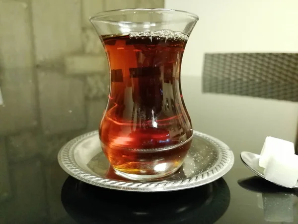 Türkischer Tee Frisch Gebrüht Teeglas — Stockfoto