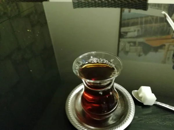 Türkischer Tee Frisch Gebrüht Teeglas — Stockfoto