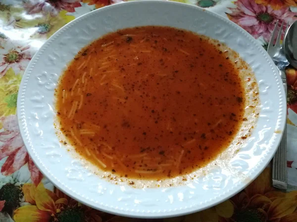 Uma Tigela Sopa Quente Deliciosa — Fotografia de Stock