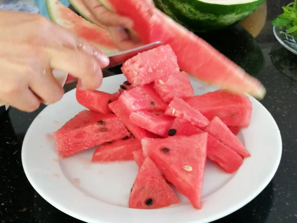 Frisk Økologisk Lækker Vandmelon - Stock-foto