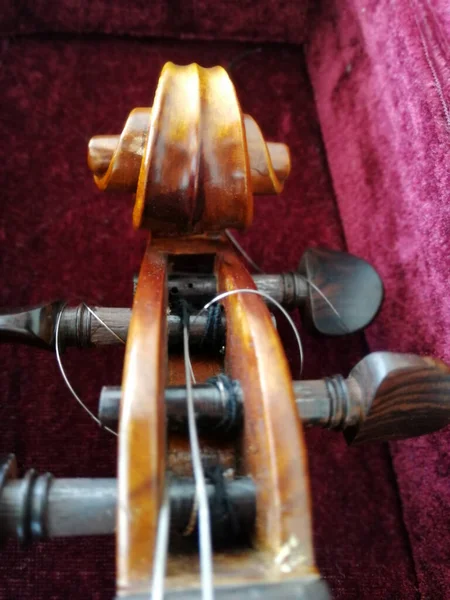 Violin Bow Dark Red Case Close — Stock Photo, Image