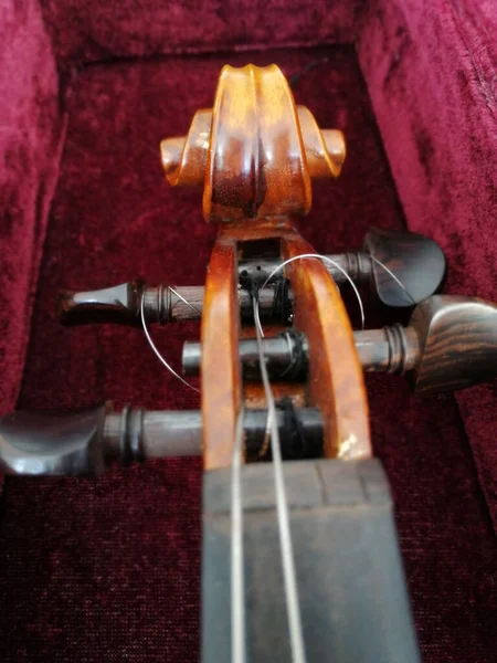 Violin Bow Dark Red Case Close — Stock Photo, Image