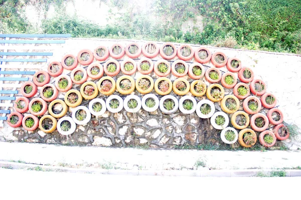 Bunte Eiserne Barriere Auf Der Straße — Stockfoto